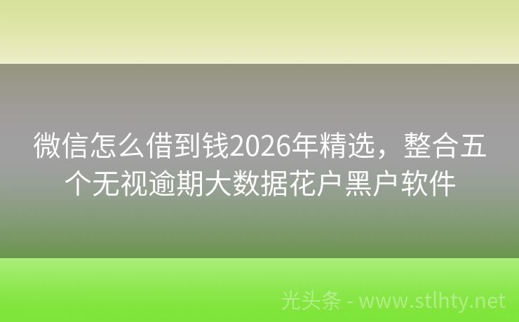 微信怎么借到钱2026年精选，整合五个无视逾期大数据花户黑户软件