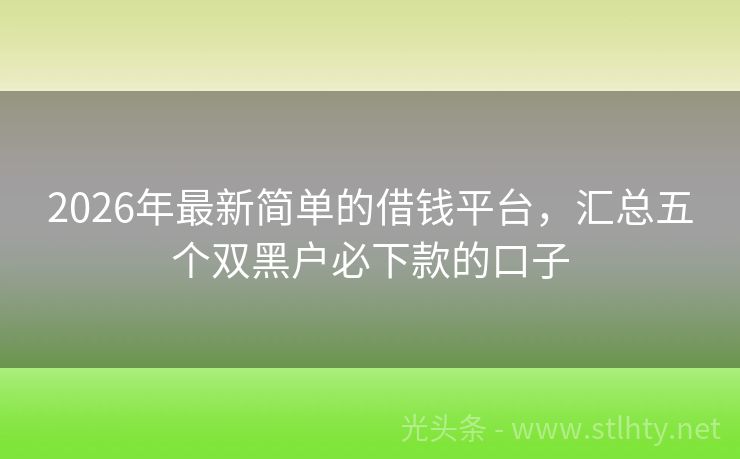 2026年最新简单的借钱平台，汇总五个双黑户必下款的口子