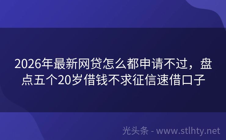 2026年最新网贷怎么都申请不过，盘点五个20岁借钱不求征信速借口子