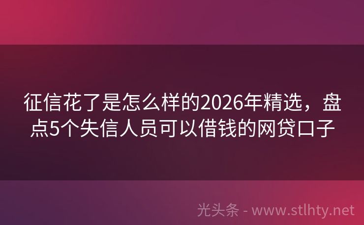 征信花了是怎么样的2026年精选，盘点5个失信人员可以借钱的网贷口子