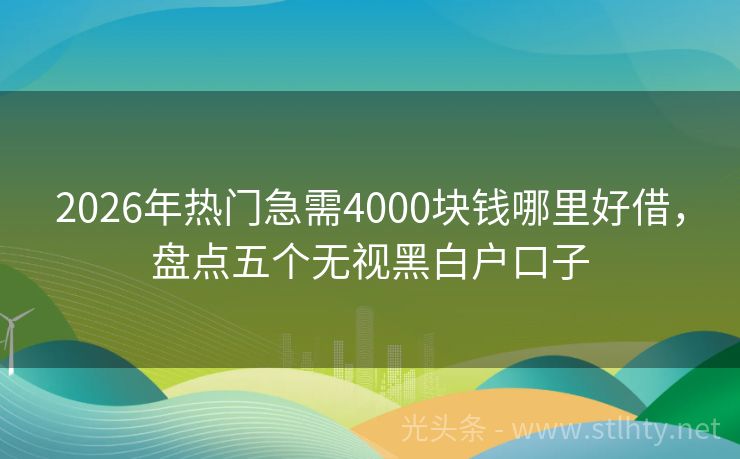 2026年热门急需4000块钱哪里好借，盘点五个无视黑白户口子