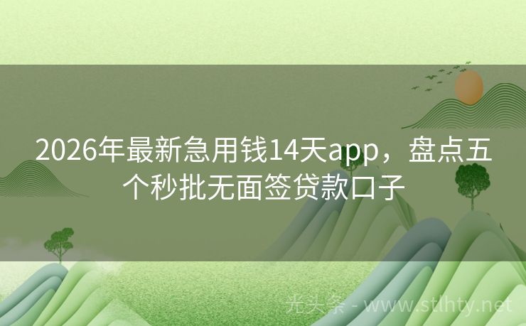2026年最新急用钱14天app，盘点五个秒批无面签贷款口子