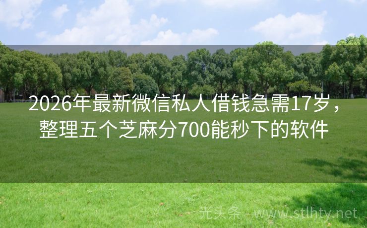 2026年最新微信私人借钱急需17岁，整理五个芝麻分700能秒下的软件