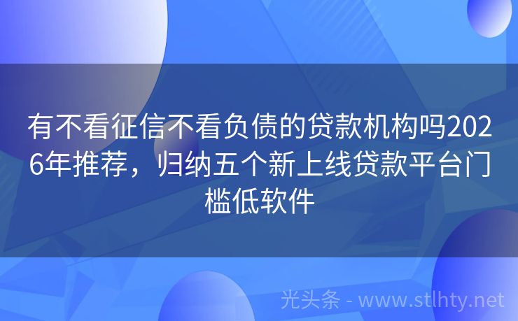 有不看征信不看负债的贷款机构吗2026年推荐，归纳五个新上线贷款平台门槛低软件