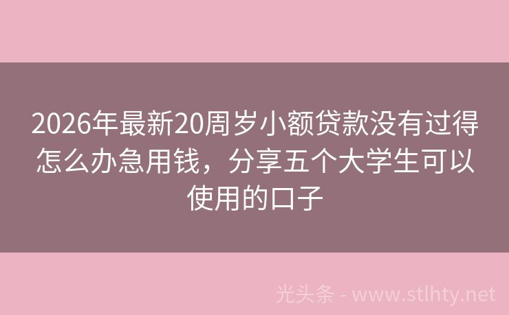 2026年最新20周岁小额贷款没有过得怎么办急用钱，分享五个大学生可以使用的口子