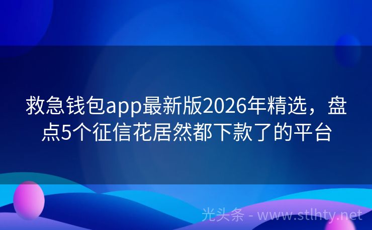救急钱包app最新版2026年精选，盘点5个征信花居然都下款了的平台