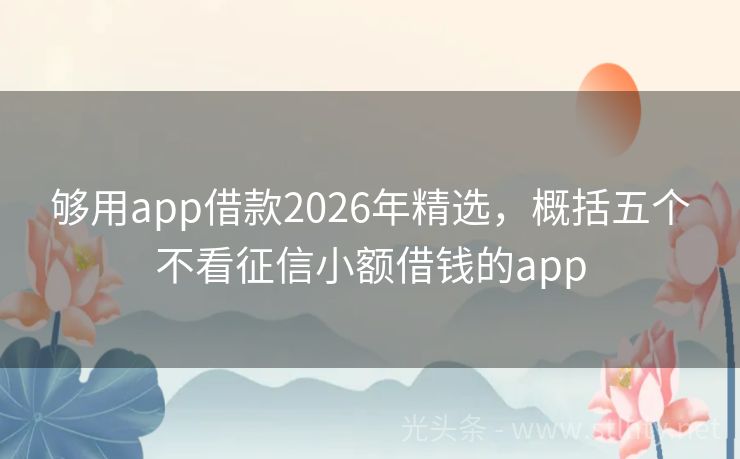 够用app借款2026年精选，概括五个不看征信小额借钱的app