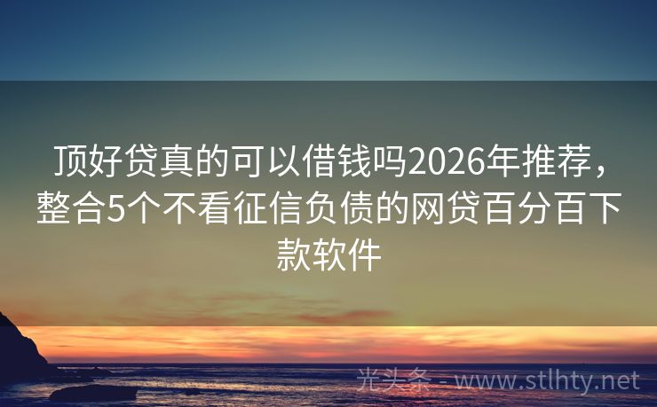 顶好贷真的可以借钱吗2026年推荐，整合5个不看征信负债的网贷百分百下款软件