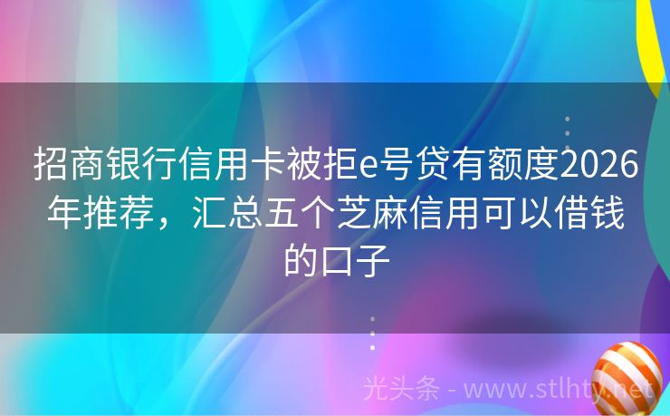 招商银行信用卡被拒e号贷有额度2026年推荐，汇总五个芝麻信用可以借钱的口子