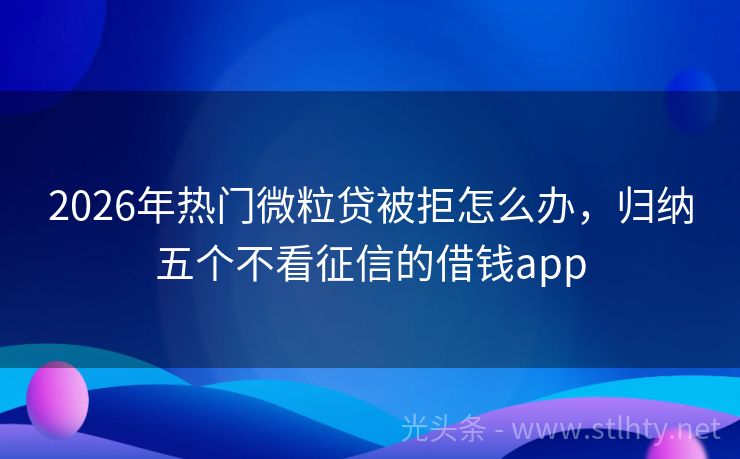 2026年热门微粒贷被拒怎么办，归纳五个不看征信的借钱app