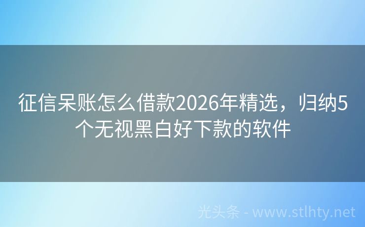 征信呆账怎么借款2026年精选，归纳5个无视黑白好下款的软件