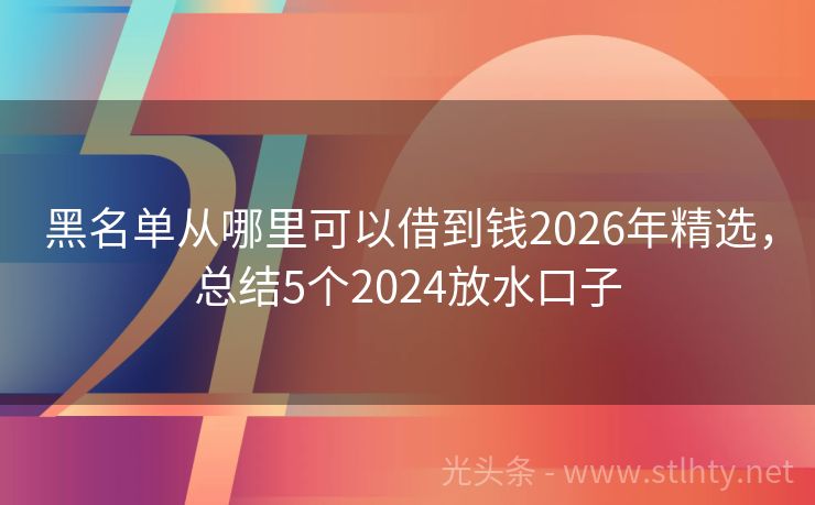 黑名单从哪里可以借到钱2026年精选，总结5个2024放水口子