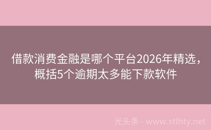 借款消费金融是哪个平台2026年精选，概括5个逾期太多能下款软件