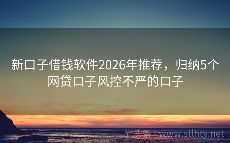 新口子借钱软件2026年推荐，归纳5个网贷口子风控不严的口子