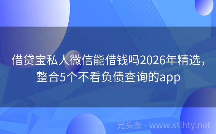 借贷宝私人微信能借钱吗2026年精选，整合5个不看负债查询的app