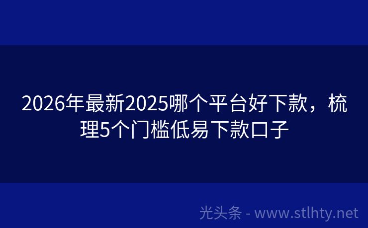 2026年最新2025哪个平台好下款，梳理5个门槛低易下款口子