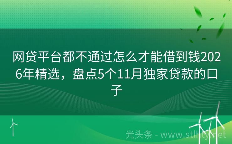 网贷平台都不通过怎么才能借到钱2026年精选，盘点5个11月独家贷款的口子