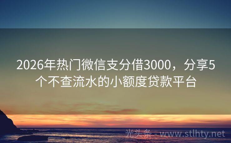 2026年热门微信支分借3000，分享5个不查流水的小额度贷款平台