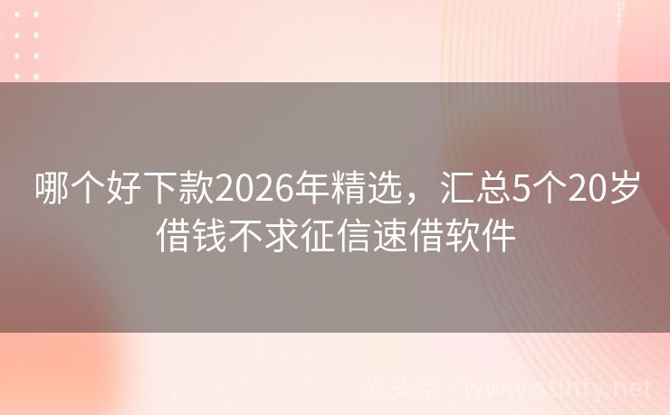 哪个好下款2026年精选，汇总5个20岁借钱不求征信速借软件