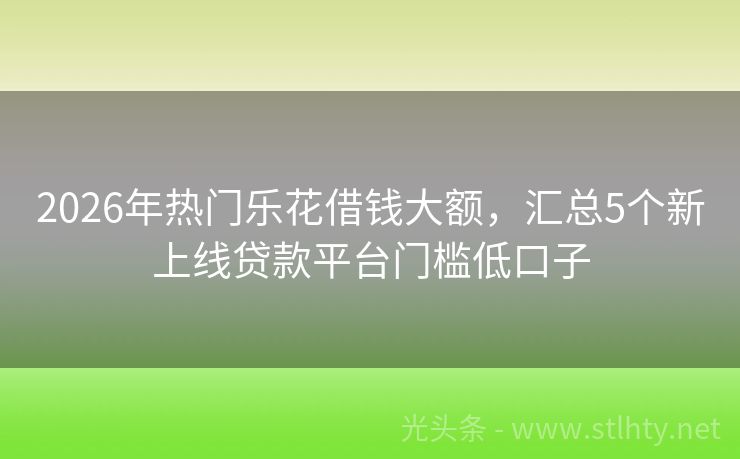 2026年热门乐花借钱大额，汇总5个新上线贷款平台门槛低口子
