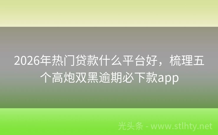 2026年热门贷款什么平台好，梳理五个高炮双黑逾期必下款app