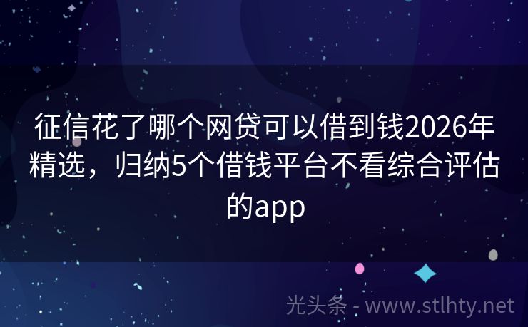 征信花了哪个网贷可以借到钱2026年精选，归纳5个借钱平台不看综合评估的app