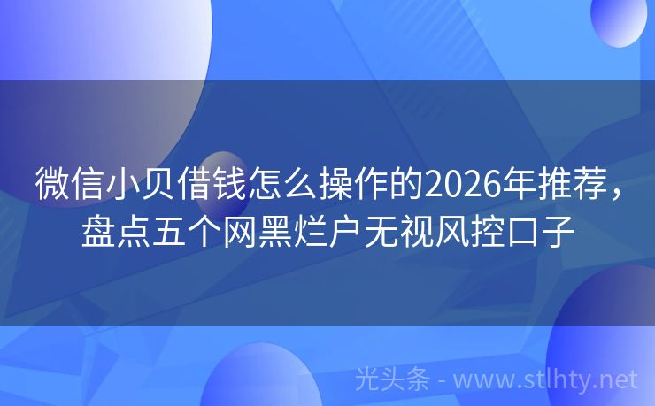 微信小贝借钱怎么操作的2026年推荐，盘点五个网黑烂户无视风控口子