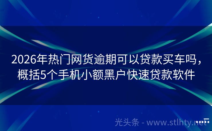 2026年热门网货逾期可以贷款买车吗，概括5个手机小额黑户快速贷款软件
