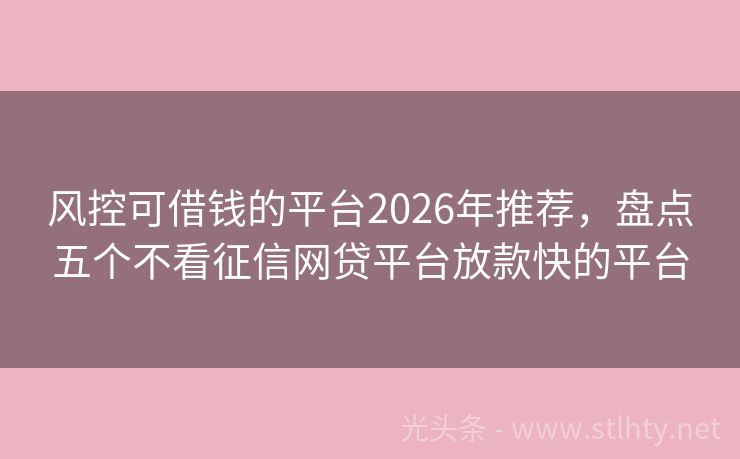 风控可借钱的平台2026年推荐，盘点五个不看征信网贷平台放款快的平台