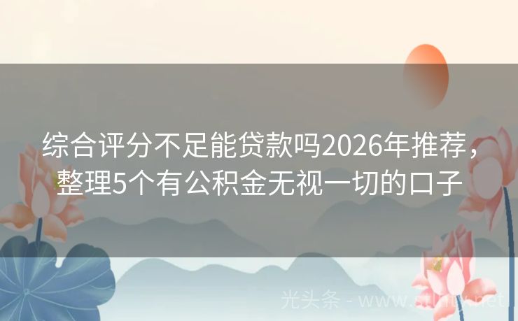综合评分不足能贷款吗2026年推荐，整理5个有公积金无视一切的口子