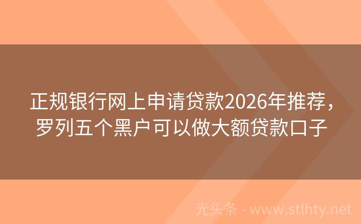 正规银行网上申请贷款2026年推荐，罗列五个黑户可以做大额贷款口子