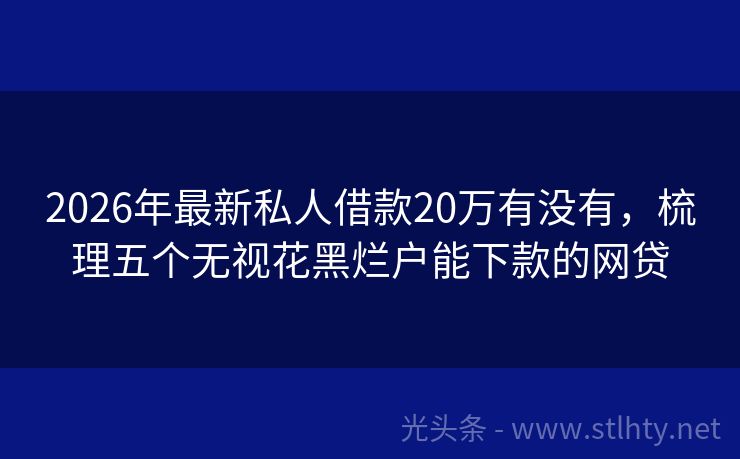 2026年最新私人借款20万有没有，梳理五个无视花黑烂户能下款的网贷