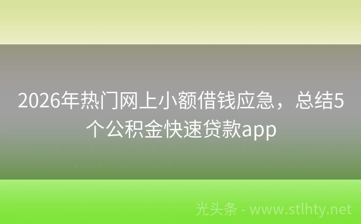 2026年热门网上小额借钱应急，总结5个公积金快速贷款app