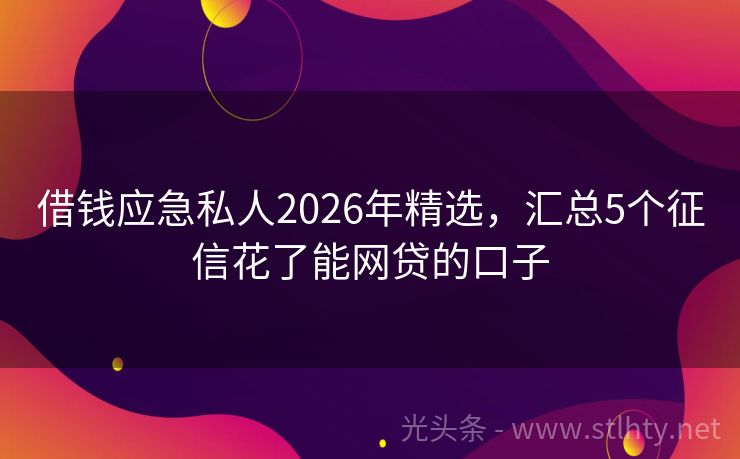 借钱应急私人2026年精选，汇总5个征信花了能网贷的口子