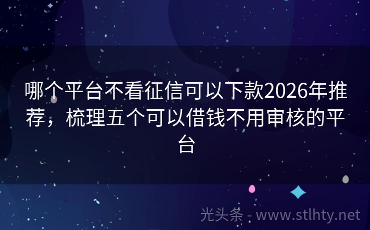 哪个平台不看征信可以下款2026年推荐，梳理五个可以借钱不用审核的平台