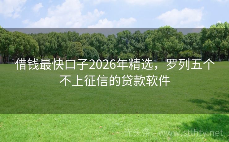 借钱最快口子2026年精选，罗列五个不上征信的贷款软件