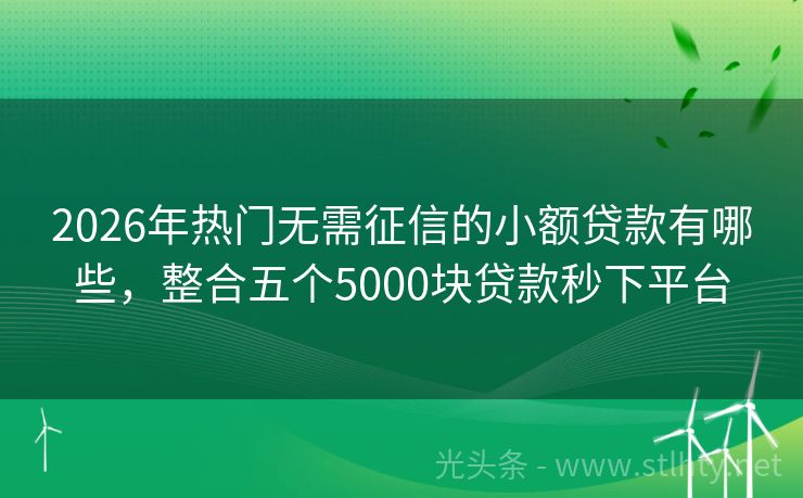 2026年热门无需征信的小额贷款有哪些，整合五个5000块贷款秒下平台