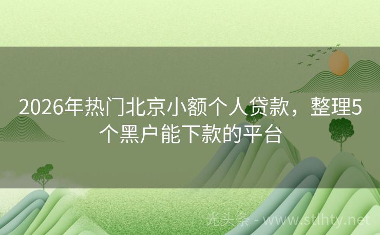 2026年热门北京小额个人贷款，整理5个黑户能下款的平台