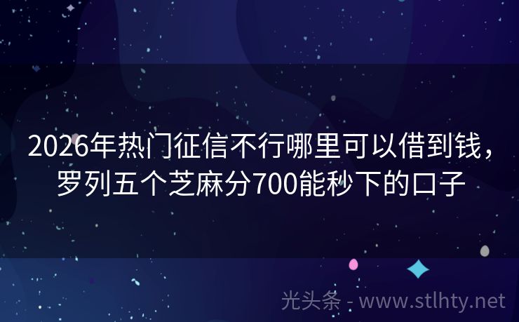2026年热门征信不行哪里可以借到钱，罗列五个芝麻分700能秒下的口子