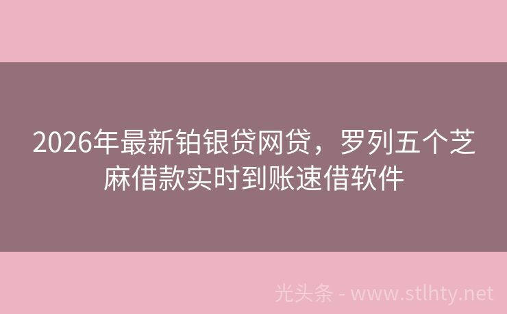 2026年最新铂银贷网贷，罗列五个芝麻借款实时到账速借软件