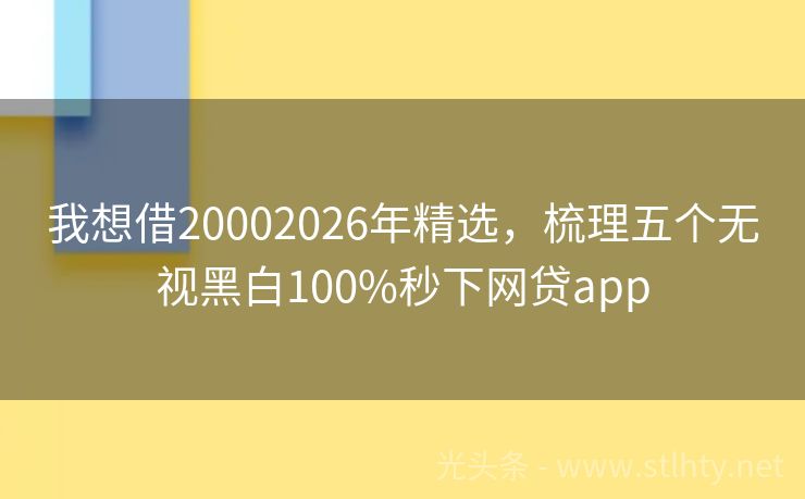 我想借20002026年精选，梳理五个无视黑白100%秒下网贷app