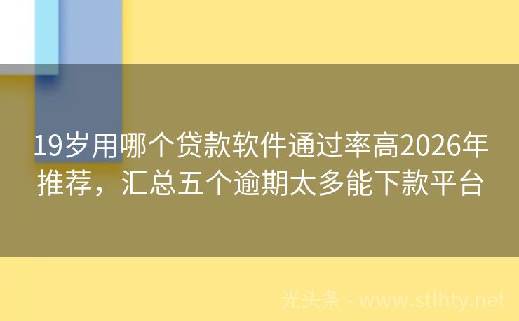 19岁用哪个贷款软件通过率高2026年推荐，汇总五个逾期太多能下款平台