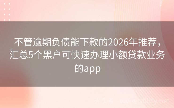 不管逾期负债能下款的2026年推荐，汇总5个黑户可快速办理小额贷款业务的app