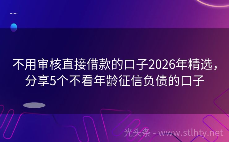 不用审核直接借款的口子2026年精选，分享5个不看年龄征信负债的口子
