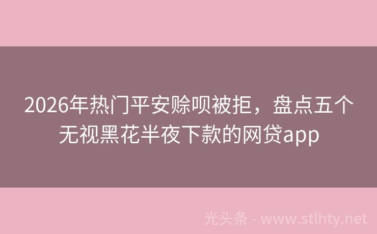 2026年热门平安赊呗被拒，盘点五个无视黑花半夜下款的网贷app