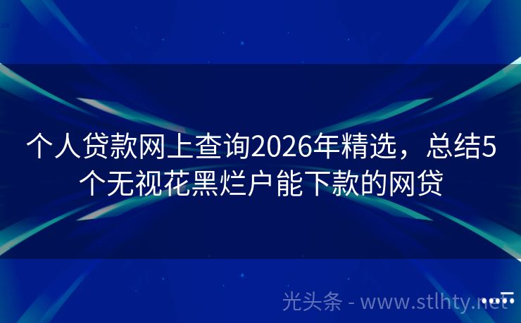 个人贷款网上查询2026年精选，总结5个无视花黑烂户能下款的网贷