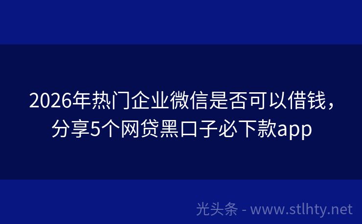2026年热门企业微信是否可以借钱，分享5个网贷黑口子必下款app