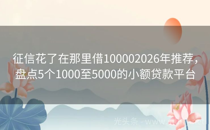 征信花了在那里借100002026年推荐，盘点5个1000至5000的小额贷款平台