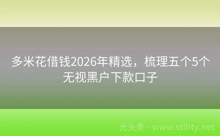 多米花借钱2026年精选，梳理五个5个无视黑户下款口子