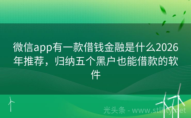 微信app有一款借钱金融是什么2026年推荐，归纳五个黑户也能借款的软件